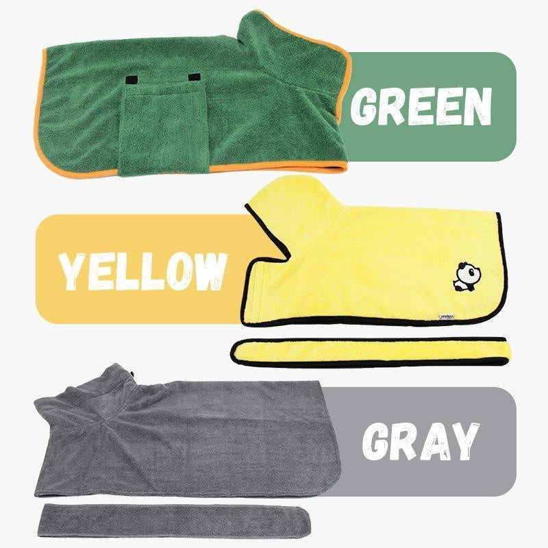 Premium Microfiber Pet Spa Robe - Ultra-Absorbent Quick-Dry Bathrobe with Secure Waist Wrap
