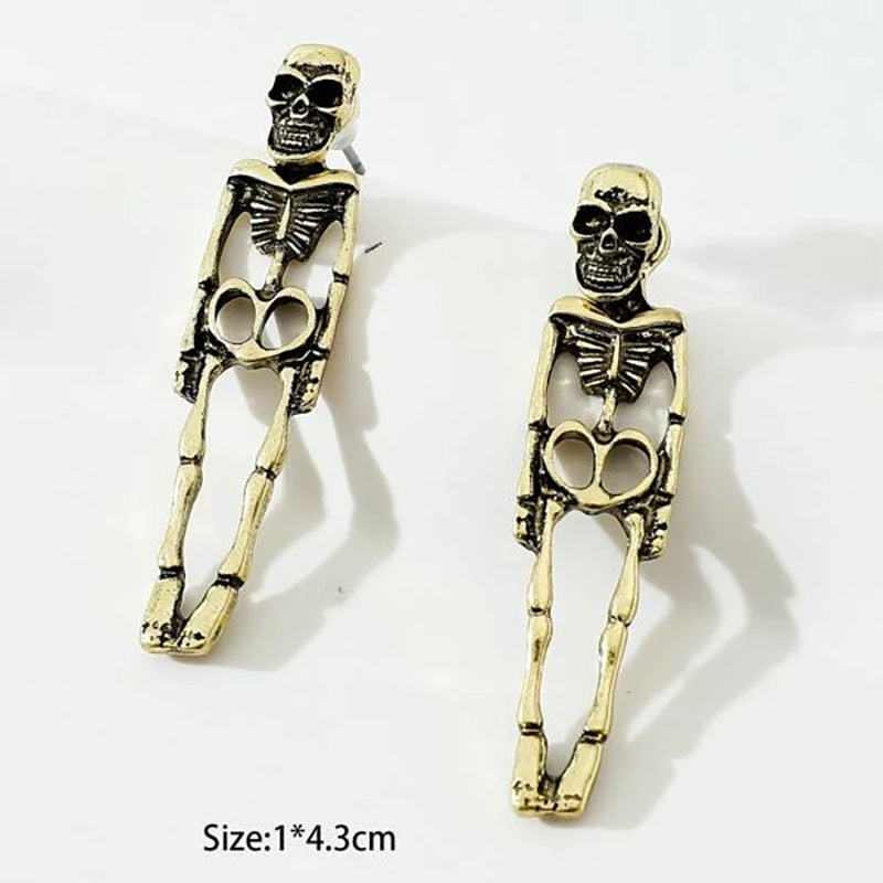 Halloween Skull and Skeleton Stud Earrings – Detachable, Creepy Halloween Jewelry