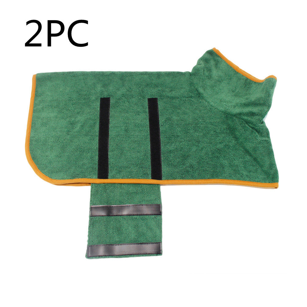 Premium Microfiber Pet Spa Robe - Ultra-Absorbent Quick-Dry Bathrobe with Secure Waist Wrap