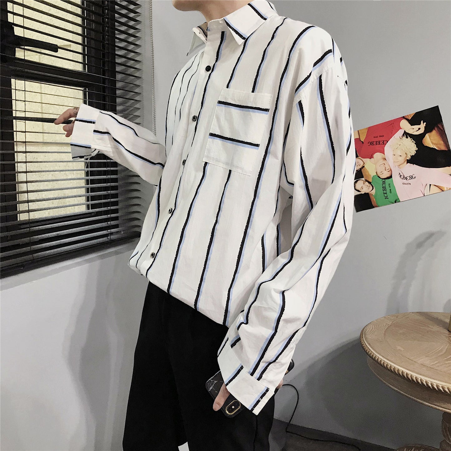 Men's Casual Fashion Loose Striped Shirt for Everyday Wear