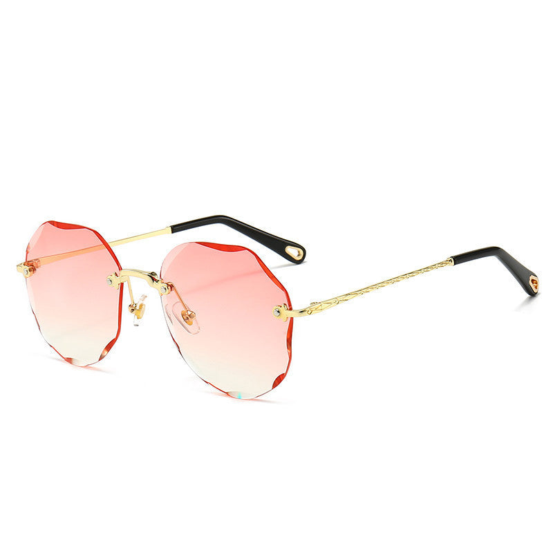 Women's Polygonal Rimless Sunglasses – Trendy Geometric Eyewear with Stylish Trim