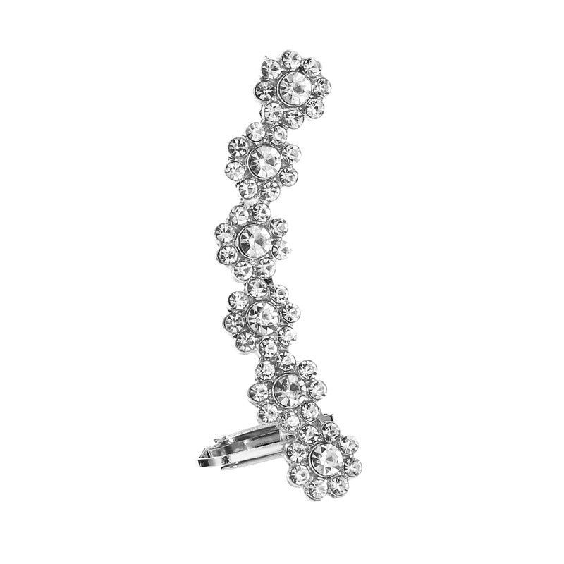 Full Crystal Butterfly Flower Single Crystal Ear Clip for Women
