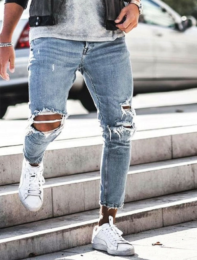 New Ripped Skinny Jeans for Men - Streetwear Fashion Denim Pants