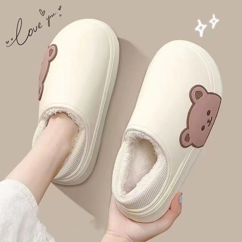 Bear Shaped Fluffy Winter Slippers for Women – Cozy Indoor House Shoes