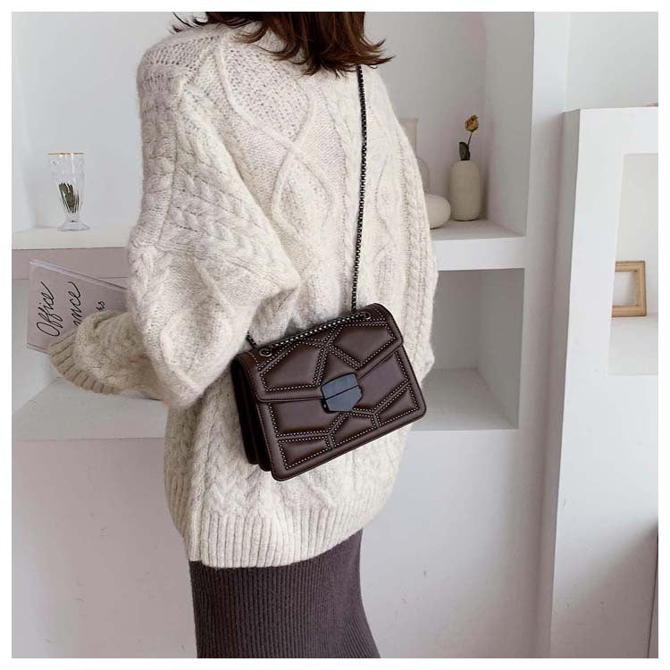 Small Square Shoulder Bag with Studs, Fashionable Crossbody Bag for Women
