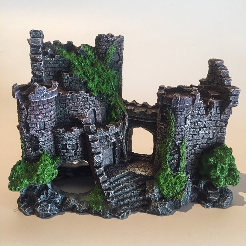 Premium Resin Castle Aquarium Decoration - Medieval Fortress Ornament for Betta & Tropical Fish Tanks