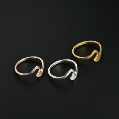 Simple Wavy Couple Ring – Creative Glossy Geometric Ring for Tanabata Gift, Unique Foreign Trade Design