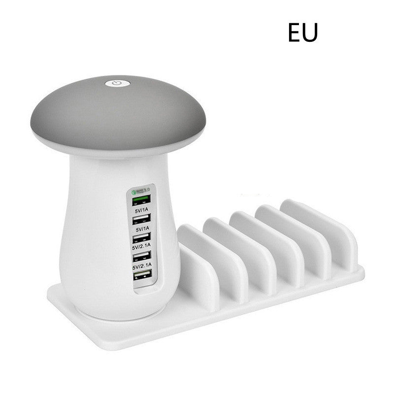 2-in-1 Mushroom LED Lamp – USB Charger and Lamp Holder for Home & Office Desk Lighting