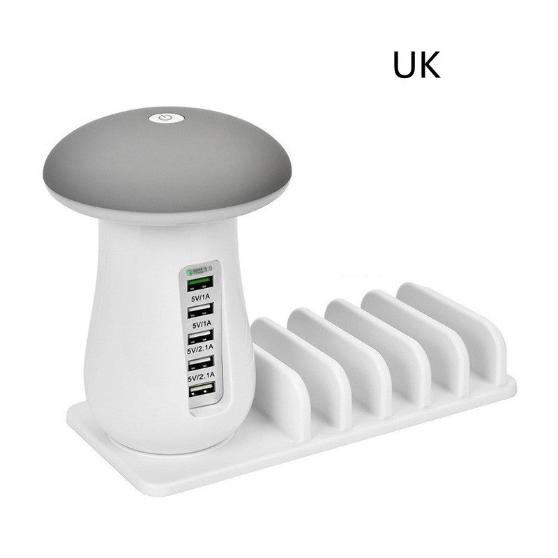 2-in-1 Mushroom LED Lamp – USB Charger and Lamp Holder for Home & Office Desk Lighting