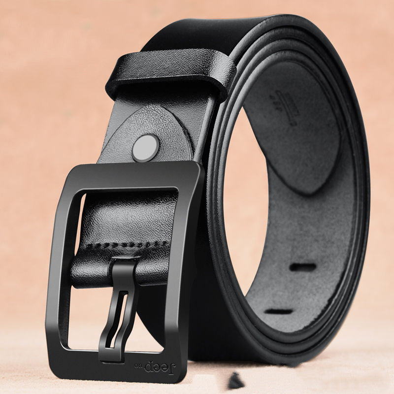 Two-Layer Cowhide Belt for Men with Needle Buckle