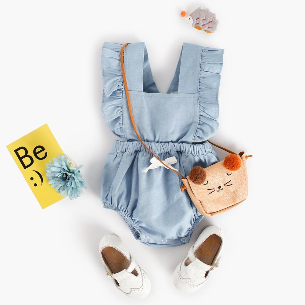 Ins Denim Baby One-Piece Bodysuit – Stylish Spring Baby Romper for Infants