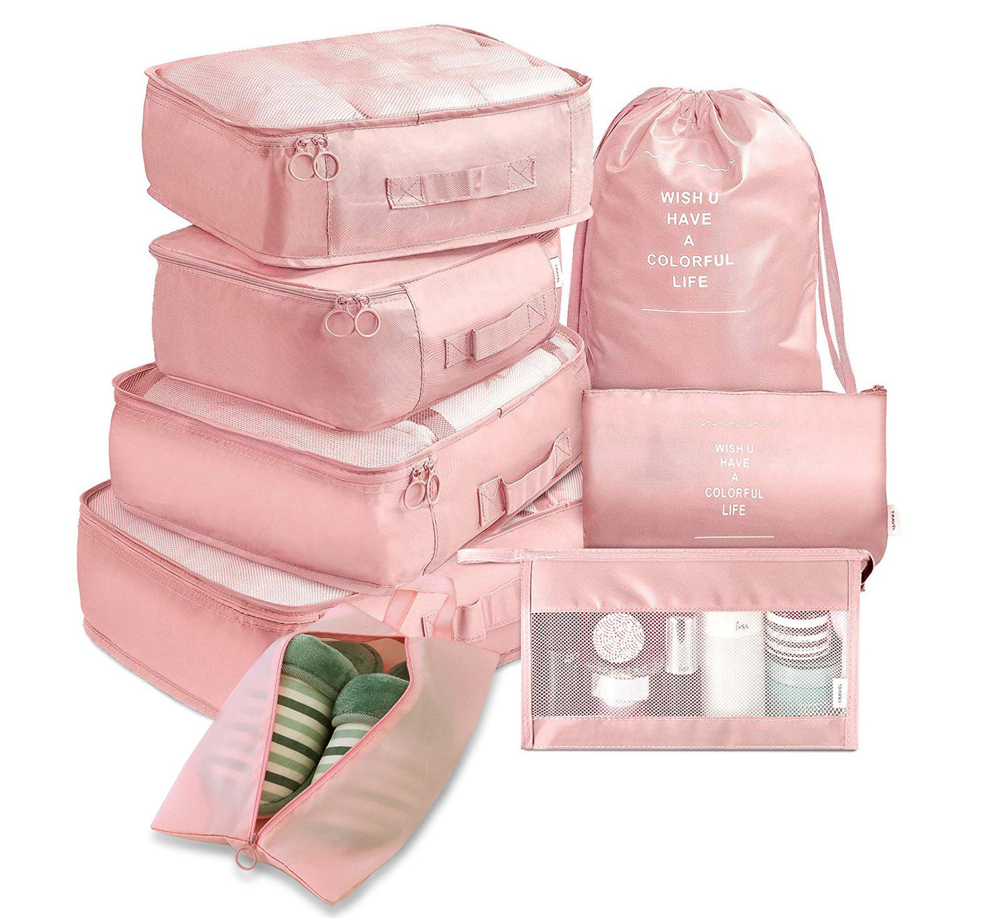 8-Piece Luggage Divider & Packing Cube Set – Travel Storage Bags for Clothes, Underwear, and Shoes