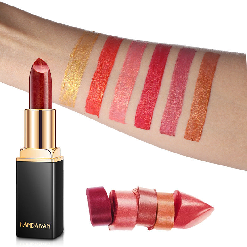 Shiny Metallic Lipstick – Pearlescent Color Changing Gilt Lipstick | Long-Lasting Temperature Reactive Lip Makeup