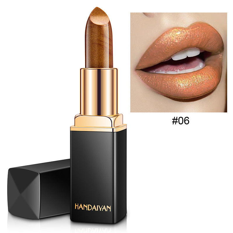 Shiny Metallic Lipstick – Pearlescent Color Changing Gilt Lipstick | Long-Lasting Temperature Reactive Lip Makeup