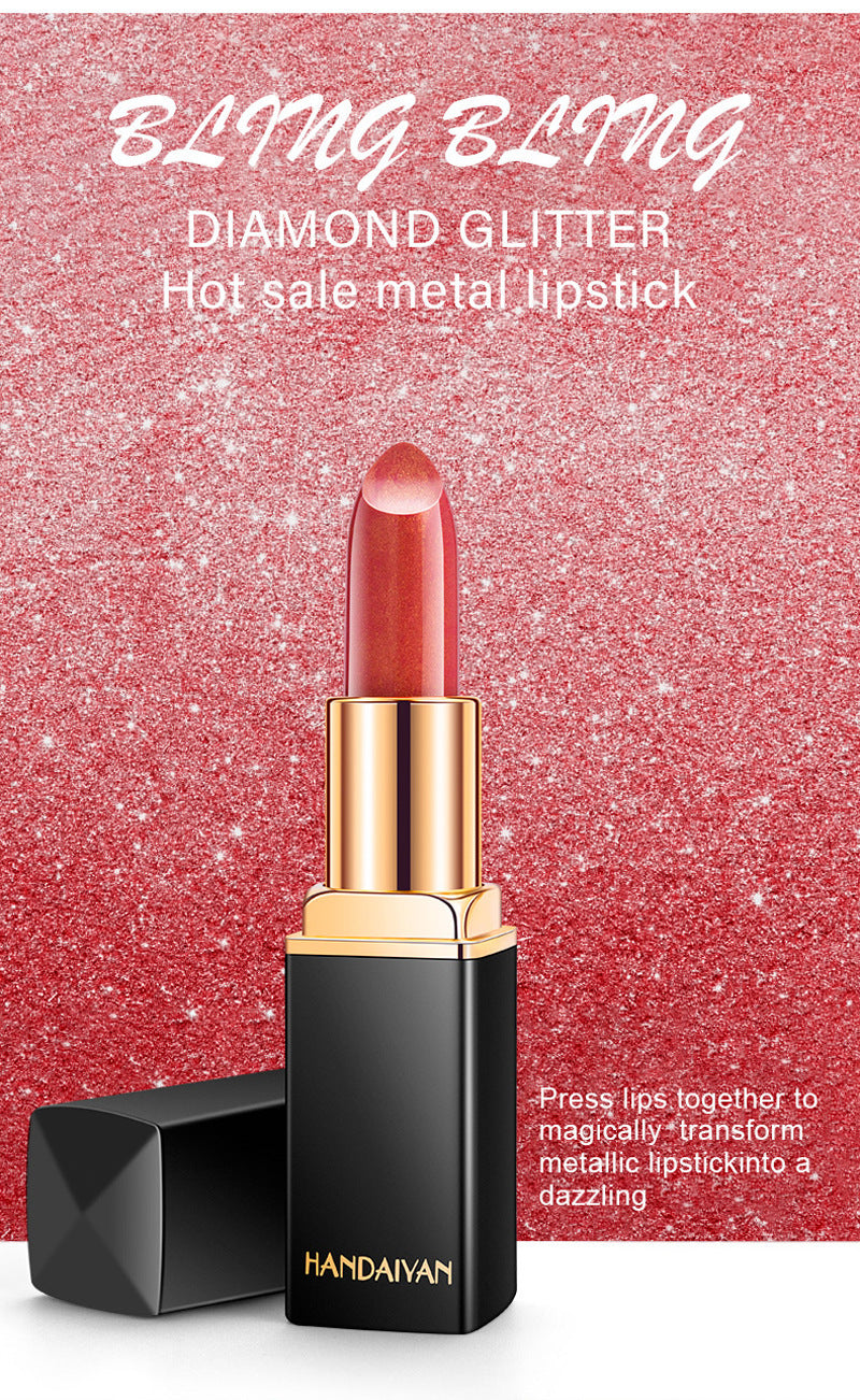 Shiny Metallic Lipstick – Pearlescent Color Changing Gilt Lipstick | Long-Lasting Temperature Reactive Lip Makeup