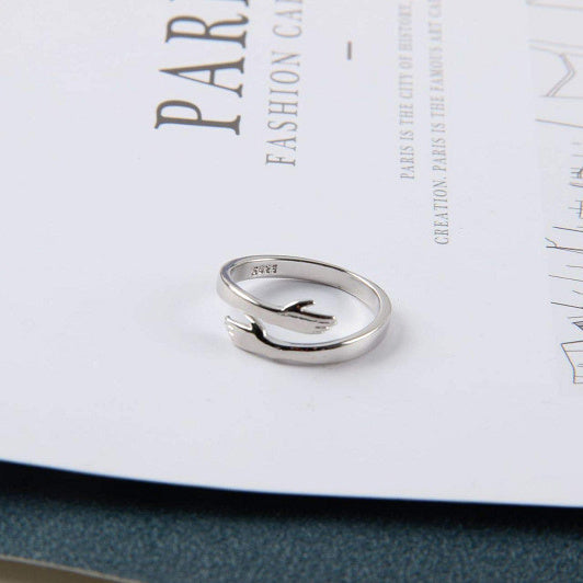Simple Alloy Hands Hug Ring - Opening Adjustable Jewelry for a Stylish Look