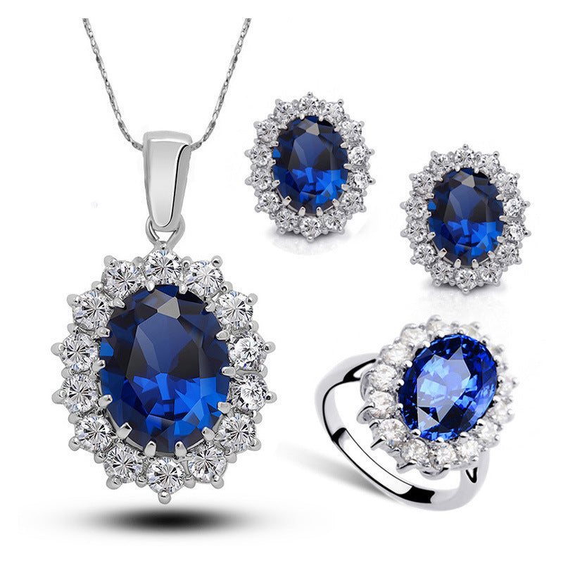 Crystal Bridal Jewelry Set - Elegant Necklace, Earrings, and Ring for Weddings and Special Occasions