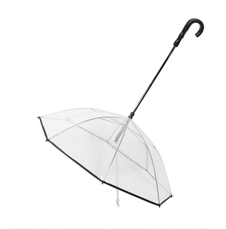Premium Transparent Dog Umbrella with Leash - All-Weather Protection System for Rainy Day Walks