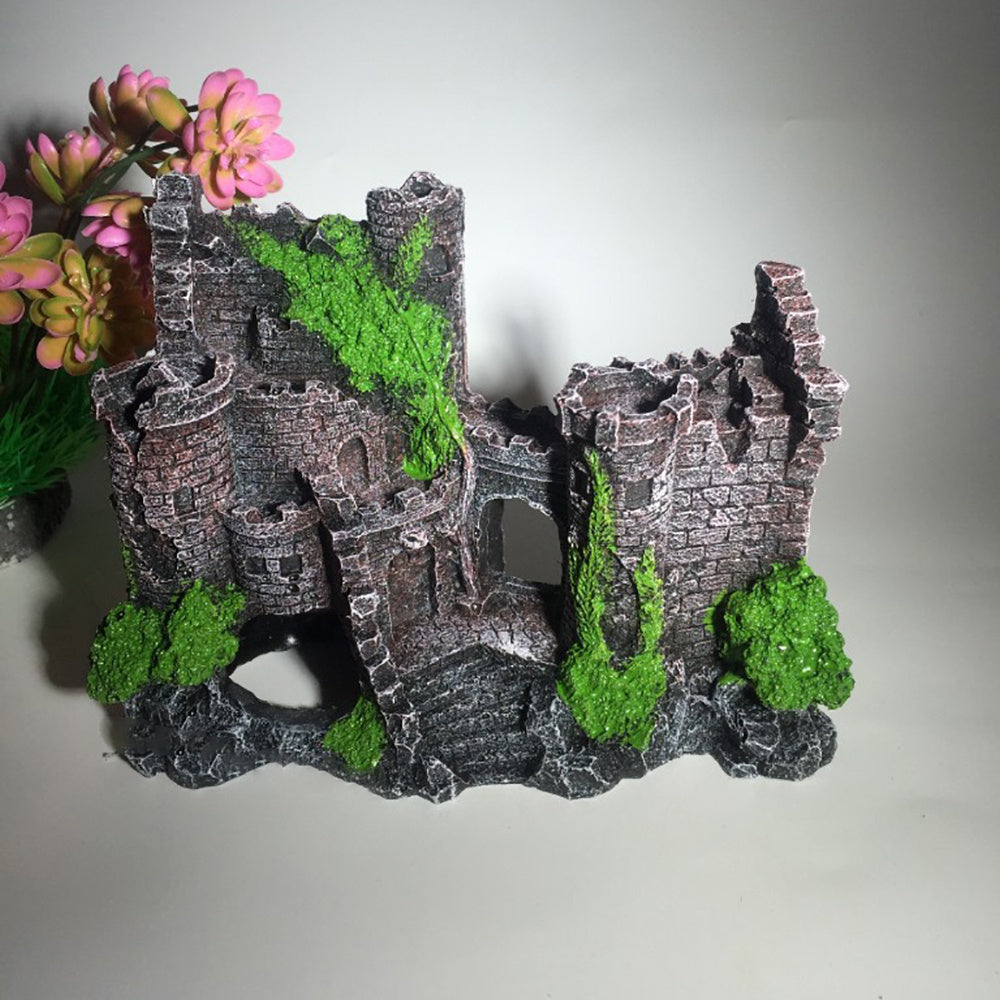Premium Resin Castle Aquarium Decoration - Medieval Fortress Ornament for Betta & Tropical Fish Tanks