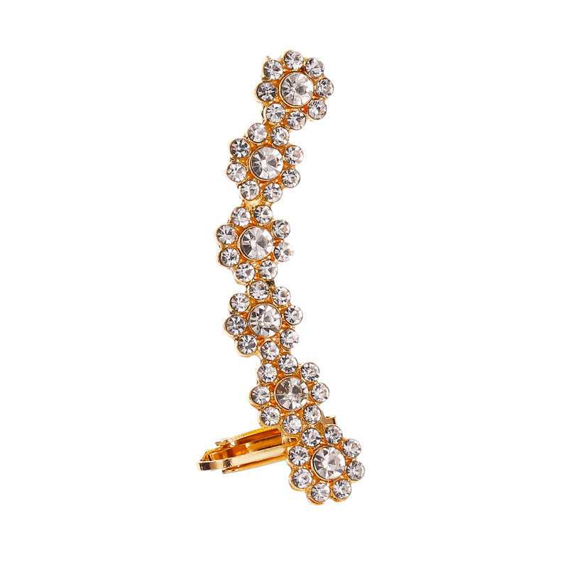Full Crystal Butterfly Flower Single Crystal Ear Clip for Women