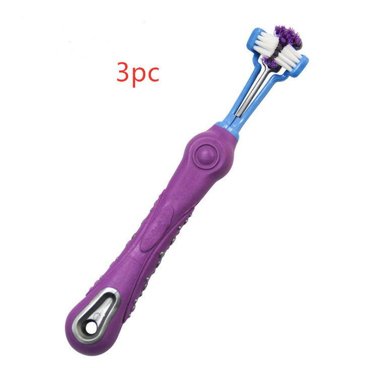 Premium 3-Sided Dog Toothbrush - Professional Dental Care for Fresh Breath & Healthy Teeth
