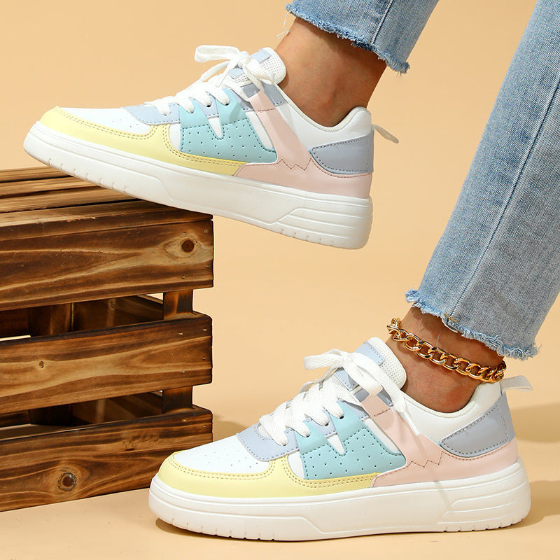 Trendy Fashion Platform Sneakers Lace-up Outdoor Casual Flat Shoes Comfortable Soft Bottom