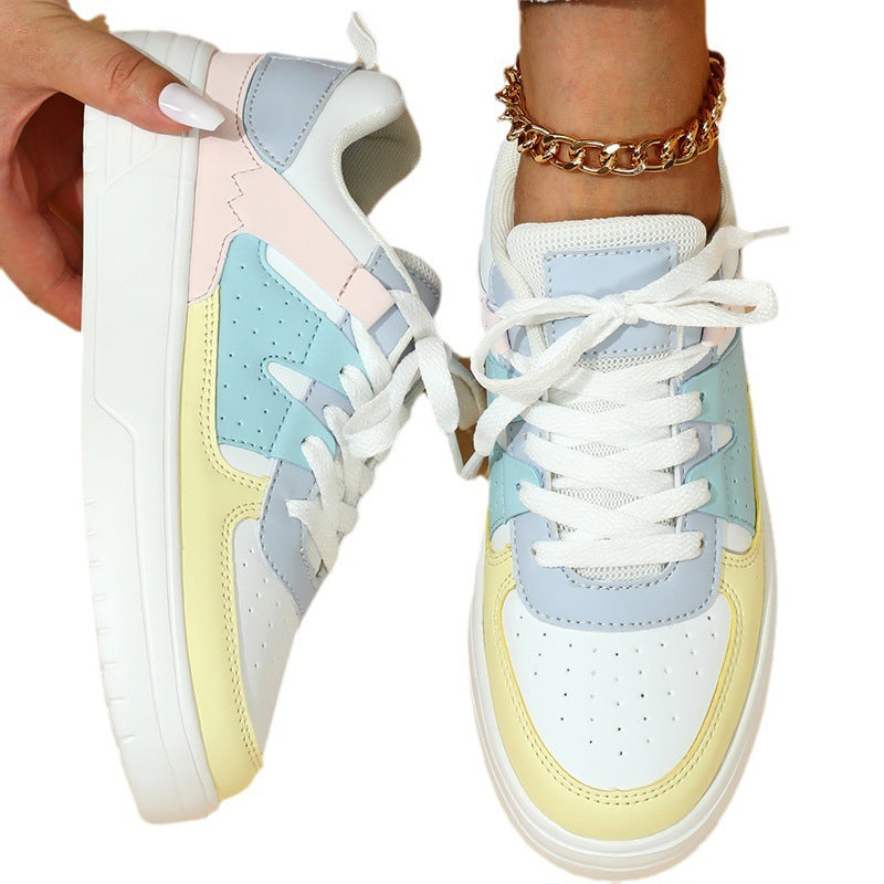 Trendy Fashion Platform Sneakers Lace-up Outdoor Casual Flat Shoes Comfortable Soft Bottom