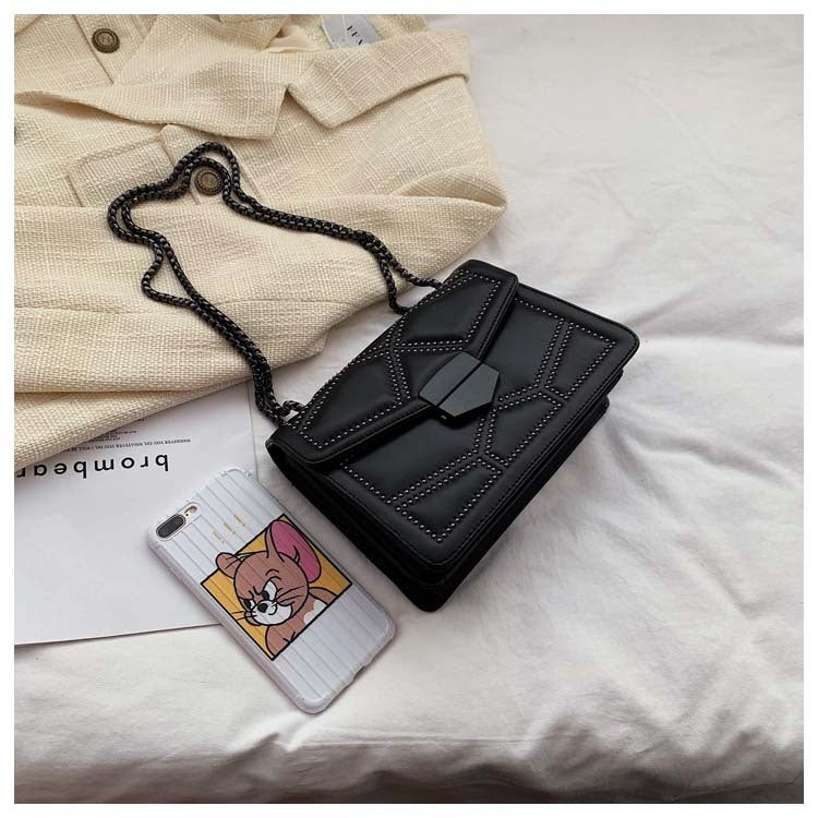 Small Square Shoulder Bag with Studs, Fashionable Crossbody Bag for Women