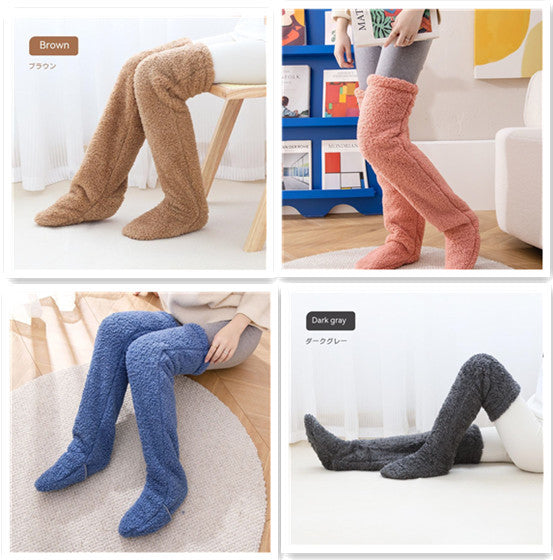 Over-the-Knee Fuzzy Socks for Women – Warm Winter Long Sleeping & Lounge Socks