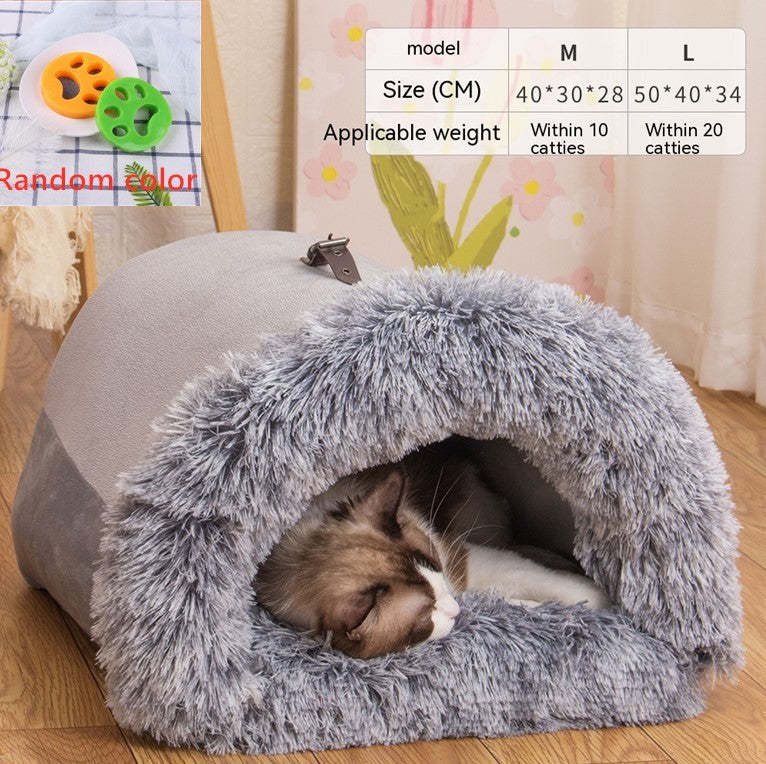 Premium Portable Pet Nest - Warm & Waterproof Winter Bed for Dogs & Cats