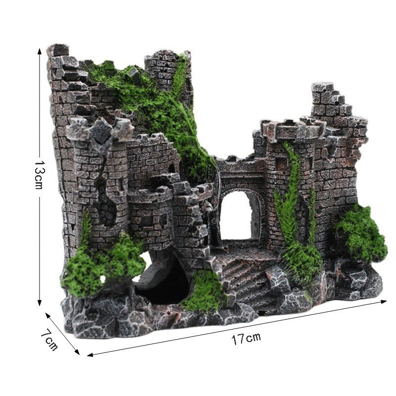 Premium Resin Castle Aquarium Decoration - Medieval Fortress Ornament for Betta & Tropical Fish Tanks