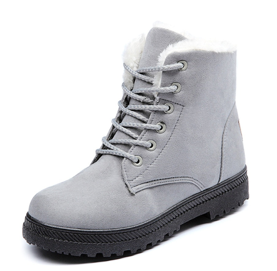 Women's Winter Snow Boots – Flat Casual Cotton Shoes with Large Size, Vulcanized & Plush Lining for Comfort