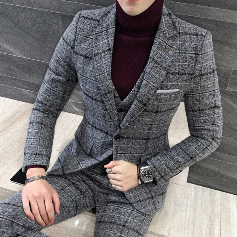 Thick Slim Fit Plaid Suits for Men – Stylish Tailored Formal Wear