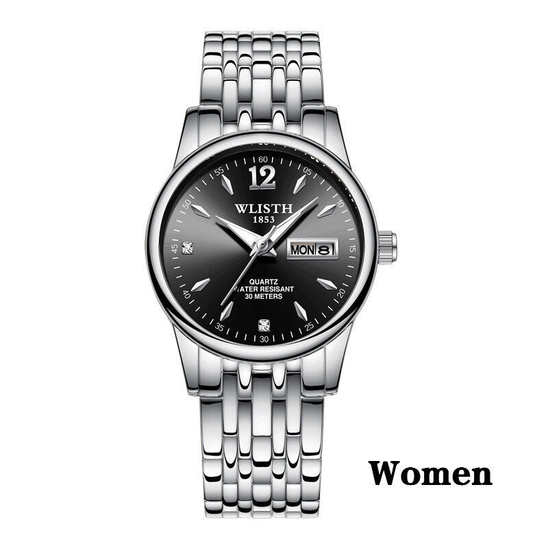 Women’s Rose Gold Stainless Steel Dress Watch – WLISTH Brand Luxury Quartz Wristwatch with Week & Date Display for Ladies