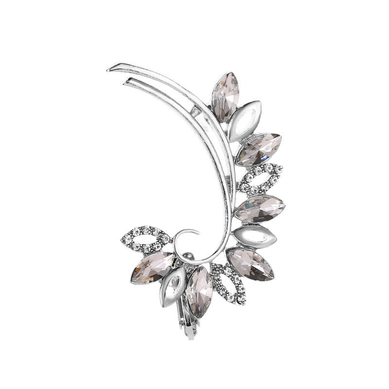 Full Crystal Butterfly Flower Single Crystal Ear Clip for Women