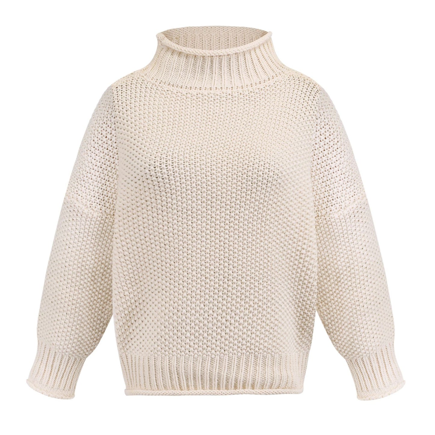 Women's Thick Thread Turtleneck Cardigan – Cozy Pullover Sweater for Fall & Winter