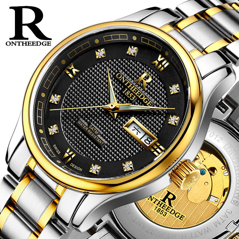 Men's Automatic Mechanical Watch – Luminous, Hollow, Waterproof Fine Steel Business Watch