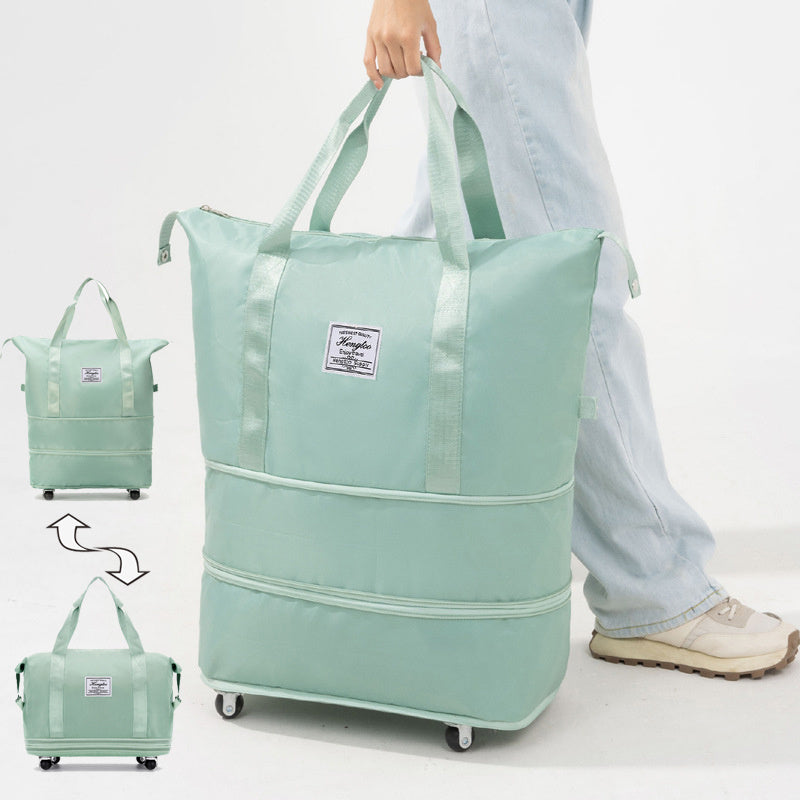 Women's Large Capacity Travel Bag with Universal Wheels – Double-Layer Dry & Wet Separation Fitness, Yoga, and Sports Handbag