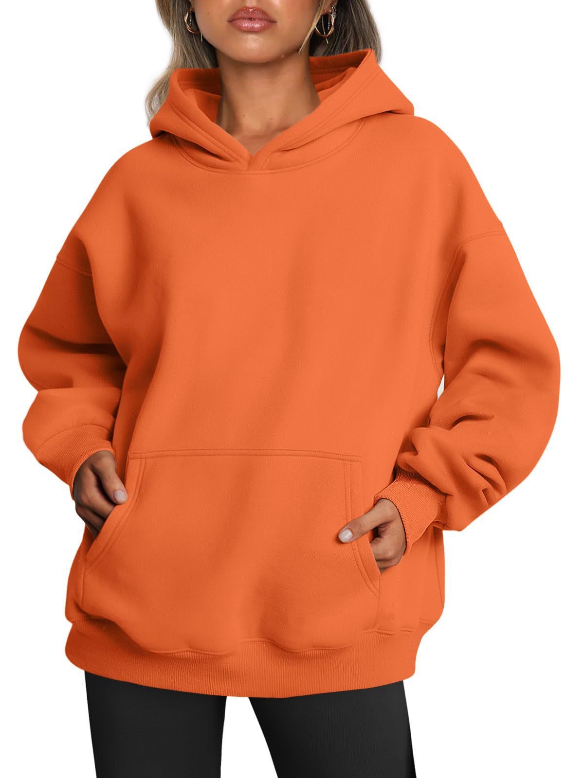 Women's Oversized Fleece Hoodie – Loose Pullover Sweatshirt with Pocket, Long Sleeve, Winter & Fall Sports Outfits