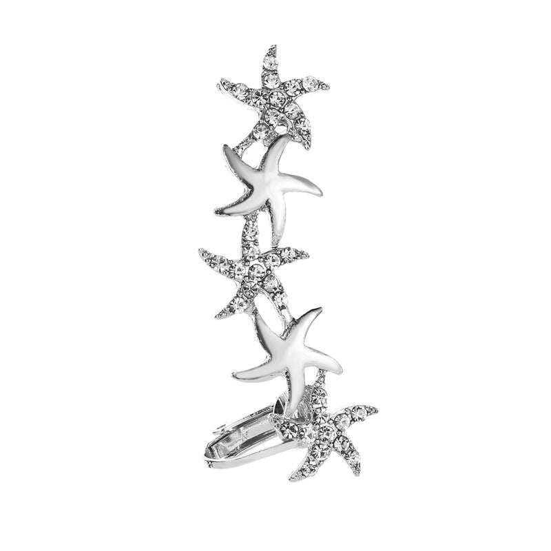 Full Crystal Butterfly Flower Single Crystal Ear Clip for Women