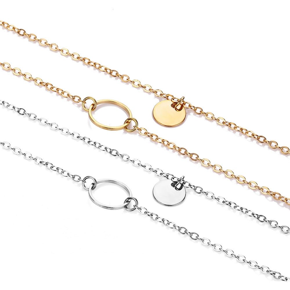 New Summer Multi-Layer Sequined Choker Necklace for Women – Gold Double Layer Round Pendant Fashion Jewelry