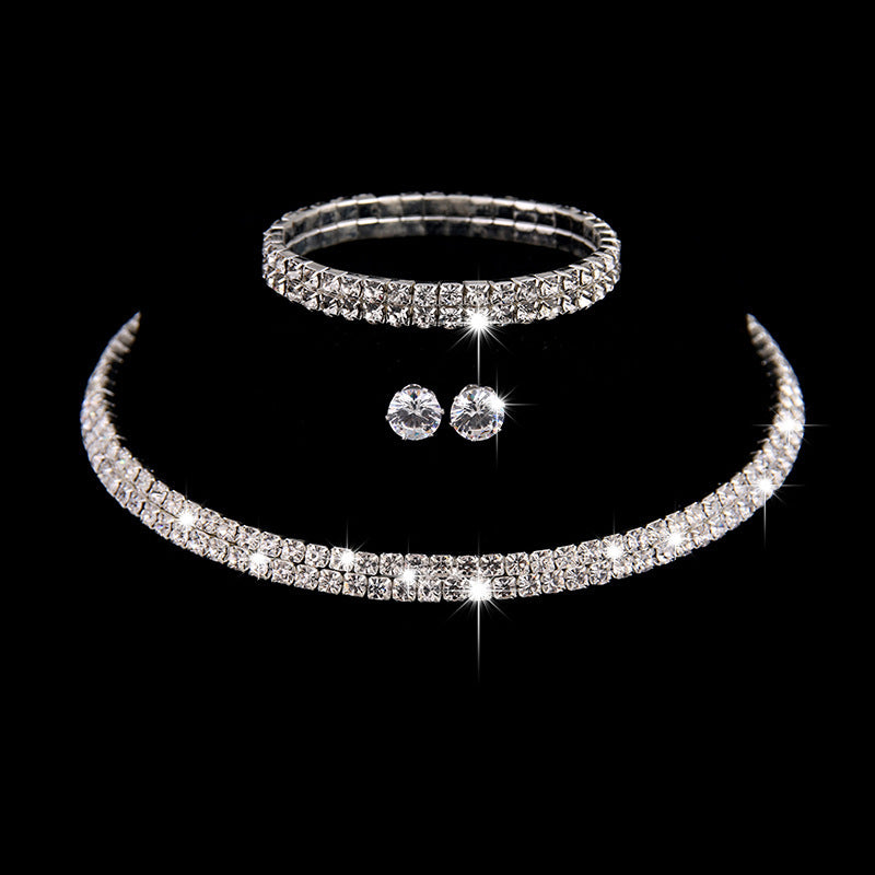 Bridal Jewelry Set – Three-Piece Wedding Set, Popular European and American Wedding Accessories