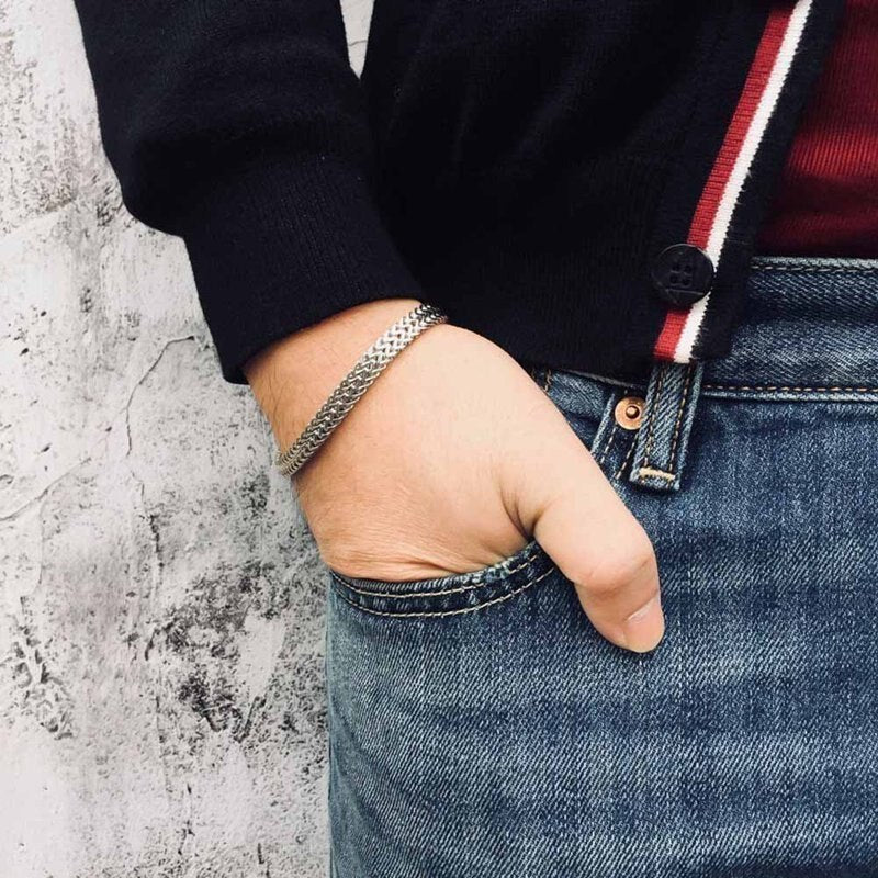 Stylish Men's Stainless Steel Charm Chain Bracelet Personality Male Jewelry