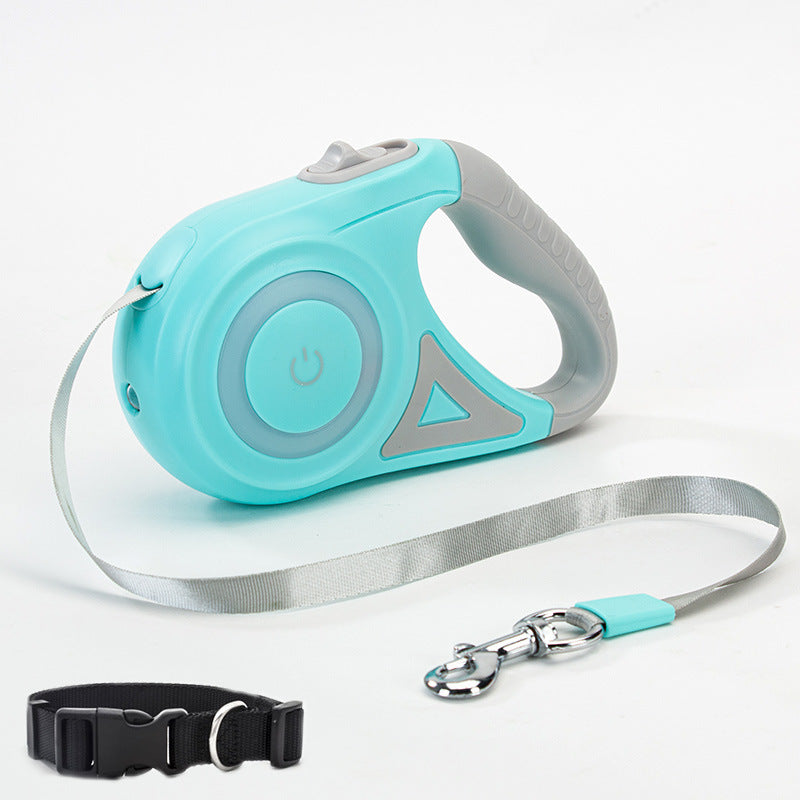 Premium LED Spotlight Dog Leash - Retractable Safety System with Illuminated Collar for Night Walks
