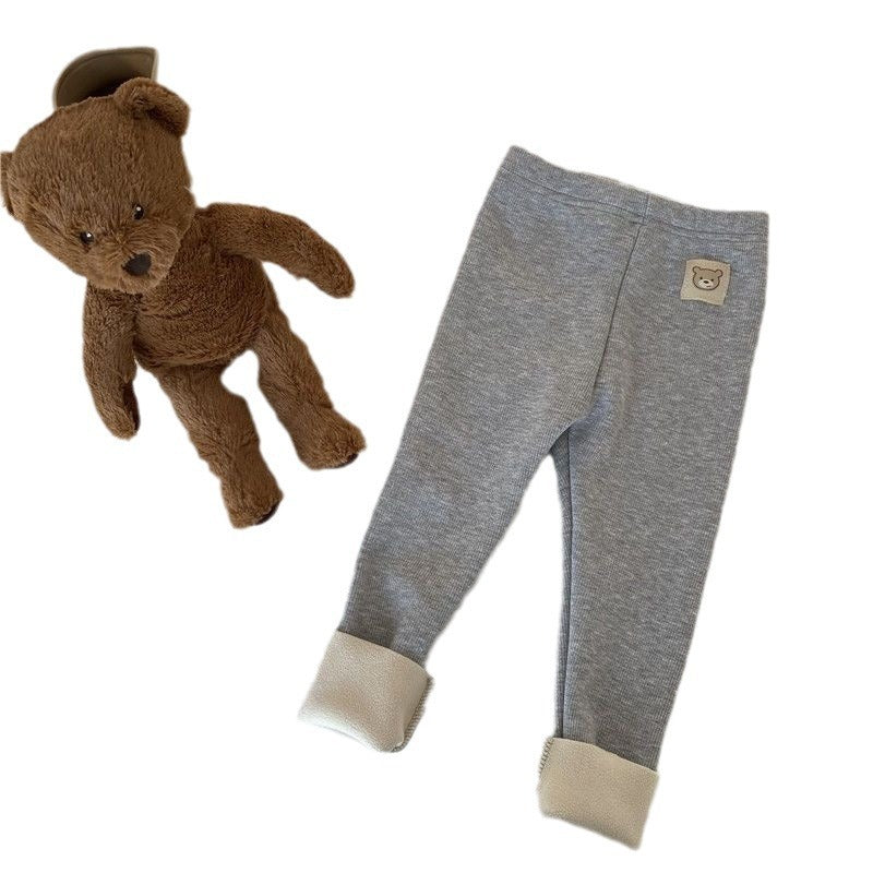 Girls' Single-Layer Fleece-Lined Fashionable Leggings – All-Matching Leggings for Fall and Winter