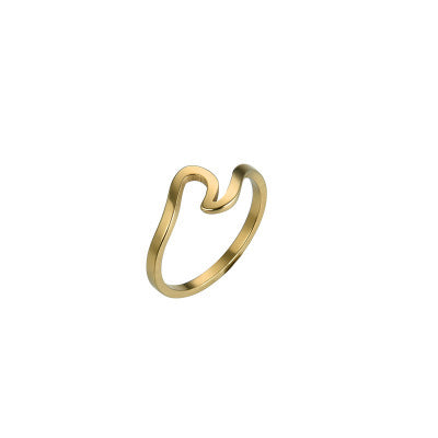 Simple Wavy Couple Ring – Creative Glossy Geometric Ring for Tanabata Gift, Unique Foreign Trade Design