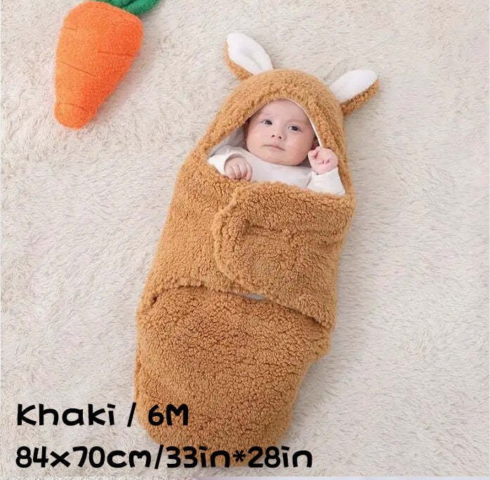 Super Soft Baby Sleeping Bag – Fluffy Fleece Swaddle Blanket with Head Support, Unisex Newborn Sleep Sack for Boys and Girls