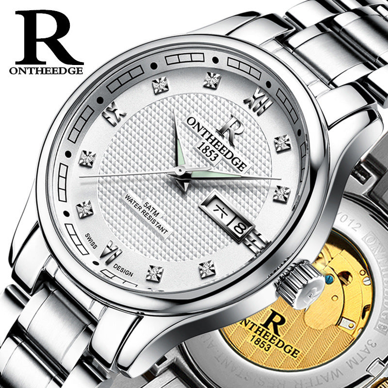 Men's Automatic Mechanical Watch – Luminous, Hollow, Waterproof Fine Steel Business Watch