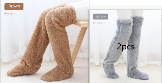 Over-the-Knee Fuzzy Socks for Women – Warm Winter Long Sleeping & Lounge Socks