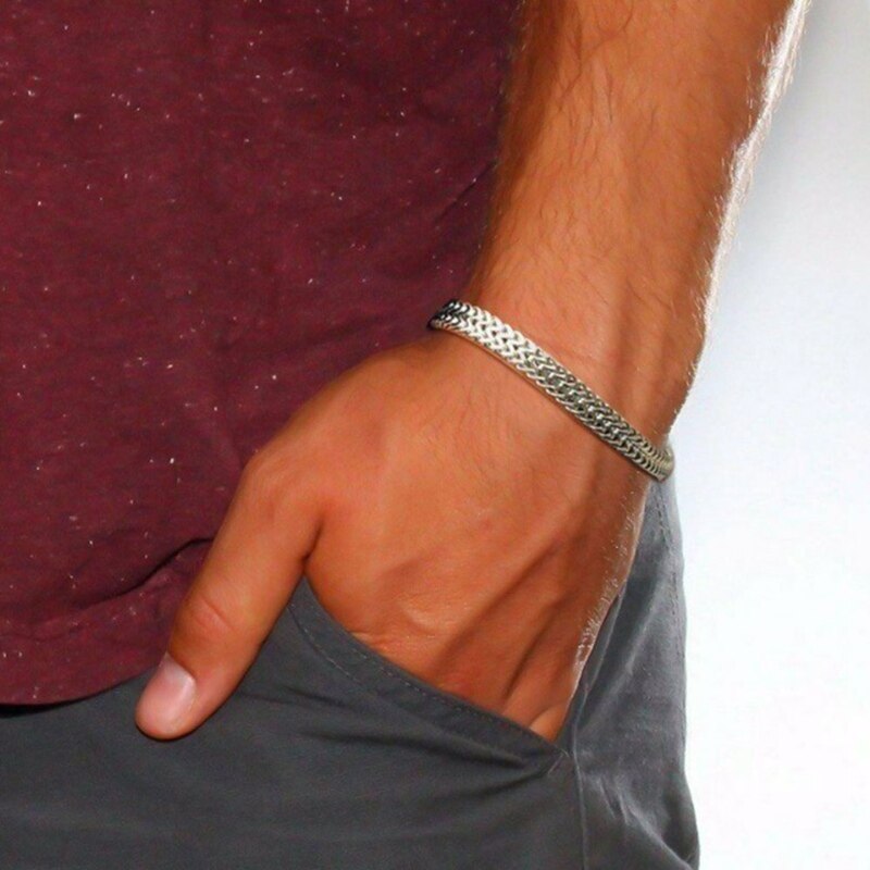 Stylish Men's Stainless Steel Charm Chain Bracelet Personality Male Jewelry